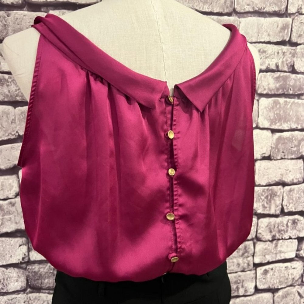 MNG By Mango Purple & Black Sleeveless Cowl Neck Dress Size 8 - Picture 7 of 10